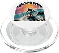 Waves Before Worries - T-shirt retrò con grafica Surf Sunset PopSockets PopGrip per MagSafe
