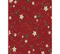 Waves & Blossoms - Sakura Flow Notebook: 120-Page Journal | Wide Ruled | Matte Finish Cover | Red Wave Background with Scattered White and Black Cherry Blossoms