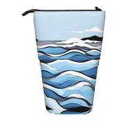 Waves Lapping at The Rocks, astuccio espandibile con supporto, tessuto Oxford multi-design, altezza regolabile, borsa cosmetica multiuso