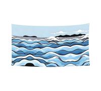 Waves Lapping at The Rocks, bandiera da appendere per le vacanze, Halloween, festa di Natale, festa di amici, bandiera decorativa 177,8 x 88,9 cm