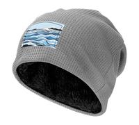 Waves Lapping at The Rocks, berretto invernale a nido d'ape, foderato in pile, caldo berretto nero morbido e leggero con teschio, Grigio chiaro, Taglia unica