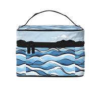 Waves Lapping at The Rocks Borsa cosmetica portatile impermeabile di grande capacità, 23 x 17 x 16 cm, per viaggi, sport all'aria aperta, regalo di nozze, Nero , Taglia unica