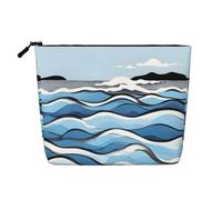Waves Lapping at The Rocks, borsa per il trucco in finta canapa, da donna, in poliestere resistente all'acqua, con cerniera, grande borsa da viaggio per cosmetici