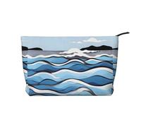 Waves Lapping at The Rocks Borsa per il trucco in velluto a coste con chiusura a cerniera, organizer multifunzionale 22 x 7 x 17 cm per viaggi, campeggio, vacanze, fitness, Nero , Taglia unica