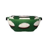 Waves Lapping at The Rocks, marsupio versatile a tracolla, tasche con cerniera, ideale per viaggi, corsa, escursionismo e ciclismo, Pallone da rugby bianco, Taglia unica