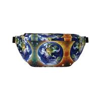 Waves Lapping at The Rocks, marsupio versatile a tracolla, tasche con cerniera, ideale per viaggi, corsa, escursionismo e ciclismo, Terra cosmica, Taglia unica