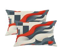 Waves - Set di 2 federe per cuscini, moderne e contemporanee, forme geometriche, curve, nessuna rossa, con cerniera nascosta, per casa, camera da letto, soggiorno, divano, decorazione, 50 x 30 cm