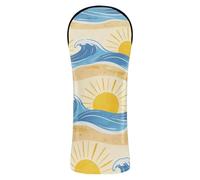 Waves Sun Summer Beach Golf Covers Premium Leather Waterproof Headcover con numero per driver Fairway Wood Hybrid Golf Driver
