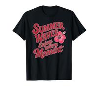 Waves Tipografia Retro Summer Vibes Summer Design Maglietta