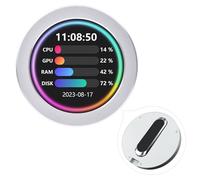 Waveshare 2.8inch USB Monitor Round IPS Panel Water Cooler Screen/PC Case Secondary Screen/Desktop RGB Ambient Screen, 480×480 Resolution, Music Spectrum Analysis Function, CNC Silver Metal Case