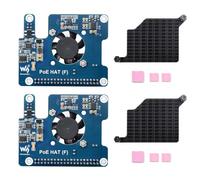 Waveshare 2PCS PoE HAT (F) Compatible with Raspberry Pi 5, High Power, Onboard Cooling Fan, with Metal Heatsink, Supports 802.3af/at Network Standard