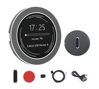 Waveshare 3.4inch USB Monitor, PC Case Secondary Display Screen/Desktop RGB Ambient Screen, IPS Panel, 800×880, with Music Spectrum Analysis Function, Type-C Interface, CNC Metal Case, Grey