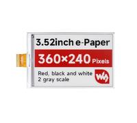 Waveshare 3.52inch e-Paper Display (B), e-Ink Display, 360x240, Red/Black/White, SPI Interface, Raw E-Paper, Without Driver Board