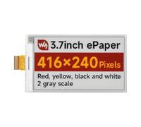 Waveshare 3.7inch E-Paper Raw Display, E-Ink Display, 416 × 240 Pixels, Red/Yellow/Black/White, SPI Interface, Standard Raspberry Pi 40PIN GPIO Header, Without Driver