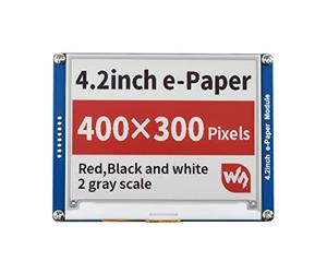 Waveshare 4.2 Inch E-Paper Display Module(B) Kit 400x300 Resolution Red Black White Three-Color E-Ink Screen Electronic Paper Module for Raspberry Pi/Jetson Nano/Arduino/STM32 via SPI Interface