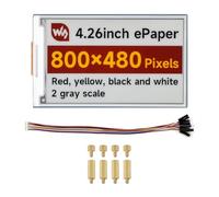 Waveshare 4.26inch E-Paper Display (G), 800 × 480 Resolution, Red/Yellow/Black/White, SPI Communication Interface, Standard Raspberry Pi 40PIN GPIO Header, with Driver Board