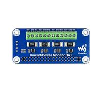 Waveshare 4-ch Current/Voltage/Power Monitor Hat for Raspberry Pi I2C/SMBus Interface Easy to Monitor Each Channel's Current, Voltage, And Power Consumption
