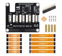 Waveshare 4-Ch PCIe FFC Adapter Board for Raspberry Pi 5, Expands The PCIe Interface Of The Pi 5 To 4-Ch PCIe FFC Connectors, Supports Stacking Multiple PCIe HATs, Raspberry Pi 5 PCIe HAT