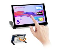 Waveshare 5inch Capacitive Touch Display with Stand For Raspberry Pi, 1024x600 Pixels, Driver-Free, 178° Wide Viewing Angle IPS Panel, DSI Interface, Toughened Glass Panel, For Raspberry Pi 5 /4B/3B+