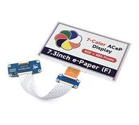 Waveshare 7.3 inch ACeP 7-colour E-paper HAT (with PCB), 800 x 480 resolution, SPI interface, low power consumption, wide viewing angle, paper like, for shelf label/industrial instruments, etc
