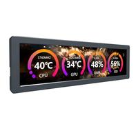 Waveshare 8.8inch USB Monitor 1920x480 Pixel AIO LCD Screen PC Case Secondary Screen Desktop RGB Ambient Screen IPS Panel With Music Spectrum Analysis Function Type-C Interface CNC Metal Case