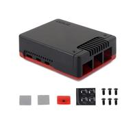 Waveshare Argon NEO Aluminum Alloy Case For Raspberry Pi 5, Built-In Cooling Fan, Black/Red Color, Removable Top Cover