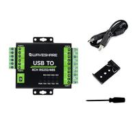 Waveshare Industrial Isolated USB To RS232/485 Converter, Original FT4232HL Chip, Supports USB To 2-Ch RS232 + 2-Ch RS232/485, Wall-Mount & Rail-Mount Support