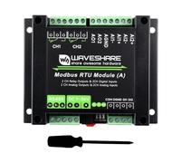 Waveshare Industrial Modbus RTU I/O Module, Multiple Isolation Protection, Support Voltage & Current Acquisition, Rail-Mount PC Flame-Retardant Protective Case, DC 7V ~ 36V Wide Voltage Power Supply