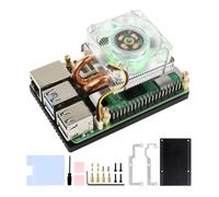 Waveshare Low-Profile ICE Tower CPU Cooling Fan, Compatible with Raspberry Pi 5, U-Shaped Copper Tube, Cooling Fins, Cooler with Colorful RGB LED