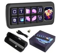 Waveshare MK10 Multi-Functional AI Voice Control Panel, Onboard 10x0.85inch Mechanical LCD Macro Keys And A 2.01inch Secondary Screen, Supports Linux + QMK Dual-System Architecture, Black