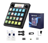 Waveshare MK20 AI Voice Control Panel, Onboard 20 × 0.85inch Mechanical LCD Macro Keys And A 2.8inch Secondary Screen, High-Precision Dual Knobs, Supports Linux + QMK Dual-system Architecture, Black