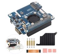 Waveshare PCIe to M.2 Hat+ Adapter with PoE for Raspberry Pi 5, with Cooler Fan, Support NVMe Drive Protocol 2230/2242 M.2 Solid State Drive & 802.3af/at Network Standard, High-Speed Reading/Writing