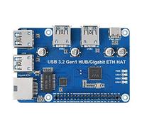 Waveshare USB 3.2 Gen1 and Gigabit Ethernet HUB Hat for Raspberry Pi 3X USB 3.2 Gen1 1x Gigabit Ethernet Driver-Free Plug & Play