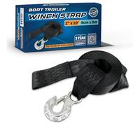 WavesRx Cinghia di ricambio per argano del rimorchio della barca da 5,1 cm x 5,1 cm con gancio in acciaio inossidabile di grado marino | Capacità 2,5 kg (2,5 T) (2"x20' (Boat))