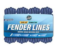WavesRx Premium Fender Line - Confezione da 4 | Cime e corde per barche in nylon doppio intrecciato per boe e parafanghi, corde marine per barche, pontoni (blu mare profondo)