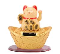 Waving Cat, Fortune Lucky Wealth Che accoglie Il Gatto Solare Maneki Neko Cute Cat Statue con Braccio ondeggiato Feng Shui Ornaments (04)