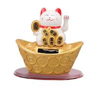 Waving Cat, Fortune Lucky Wealth Che accoglie Il Gatto Solare Maneki Neko Cute Cat Statue con Braccio ondeggiato Feng Shui Ornaments (04)