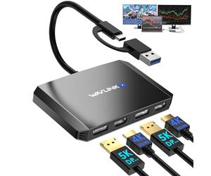 WAVLINK Adattatore da USB 3.0/USB C a DisplayPort e HDMI, hub per Monitor DisplayLink Doppio 5K/4K a 60 Hz per Windows e Mac M1/M2, Compatibile con il nuovo MacBook Neo (Nero)