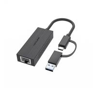 WAVLINK - Adattatore da USB C a Ethernet, 2,5 G, 2 in 1, USB 3.2 tipo A/Tipo C/Thunderbolt 3 a 2,5 Gigabit, RJ45, cavo portatile, compatibile con Microsoft Windows, Mac OS, iPadOS e altro ancora