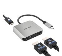 WAVLINK Adattatore HDMI, splitter da USB C a doppio HDMI, doppio HDMI 4K a 60 Hz, 100 W PD, compatibile solo con Dell XPS/HP/Lenovo/Surface/Type C laptop/sistema Windows