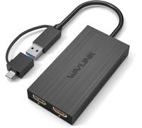 WAVLINK Adattatore USB 3.0 o USB C a HDMI per due monitor, adattatore grafico video universale per Mac e Windows, Thunderbolt 3/4, USB 3.0 o USB-C, 1080p@60Hz