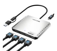 WAVLINK Display esteso da USB 3.0 o USB C a Quad HDMI Splitter per quattro monitor con PD da 85 W, adattatore Displaylink 4 HDMI 4K a 60Hz per Apple Mac M1/M2/M3/M4 o Windows 10/11, uscita USB A/C a