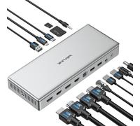 WAVLINK DL7400 USB C DisplayLink Docking Station, 2xHDMI e 2xDisplayPort, 100W di ricarica, Singola 10K @60Hz, Dual 8K @60Hz, Quad 4K per M1/M2/M3 Mac & Windows, Compatibile con il nuovo MacBook Neo