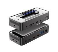 WAVLINK Dock a Triplo Display, Docking Station USB 12 in 1 con Alloggiamento SSD M.2 PCIe/SATA, Supporto Power Delivery da 100 W, HDMI/DP 8K a 30 Hz, USB-C/A, SD/TF, Gigabit per Windows e Mac OS