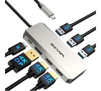 WAVLINK Docking Station, tripla docking station 4K con doppio HDMI, DP, 100W PD IN, 3 USB-A2.0 per dispositivi wireless, compatibile con Dell/HP/Lenovo ecc, solo computer con sistema operativo Windows