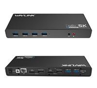 Wavlink Docking station universale USB C 5KUSB-C, doppia docking station video 4K 2 HDMI, 2 DisplayPort, Gigabit Ethernet, USB C in, 6 USB 3.0, audio, microfono, docking station universale per laptop