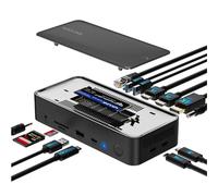 WAVLINK Docking station USB-C, Dock per Laptop 12-in-1 con Alloggiamento SSD M.2 PCIe/SATA, Triplo Display (3 * 4K a 60 Hz, 2 HDMI/1 DP), 100W PD, USB C/A, SD/TF, Gigabit per MacOS e Windows