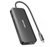 WAVLINK Docking station USB C doppio monitor, hub USB C per computer portatile, triplo display, USB C a 2 HDMI, DisplayPort, ricarica PD, Ethernet, 5 USB, lettura SD/TF, audio per MacBook Dell HP