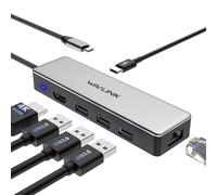 WAVLINK Hub USB C, adattatore USB C 6-in-1 per MacBook Pro/Air/Thunderbolt 3/Dispositivi di tipo C, con HDMI 4K@30Hz, 3 USB 3.0, Gigabit Ethernet, 100W Power Delivery per Windows e Mac