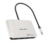 WAVLINK Richiede adattatore USB-C a HDMI, adattatore quad-monitor per sistemi macOS M1/M2/M3/M4, ingresso PD da 140 W, 4 porte HDMI, uscita quad-4K, driver SMI e host USB3.2